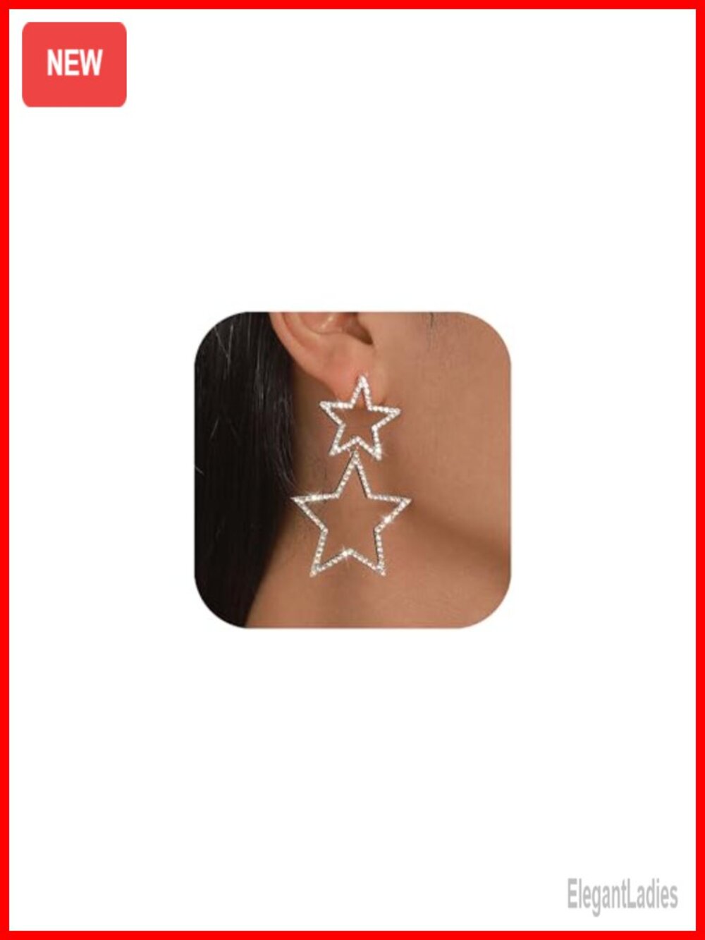 Star Dangle Earrings Sterling Silver Posts Cubic Zirconia